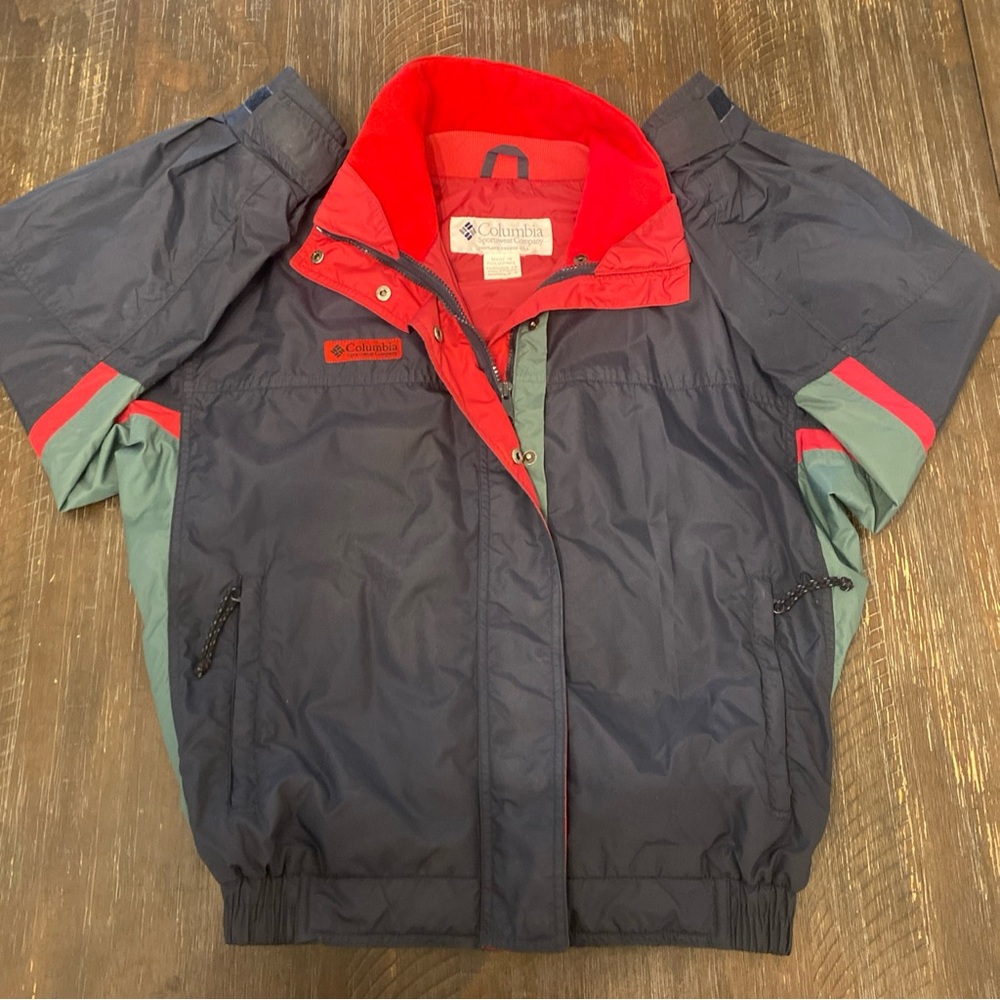Vintage Columbia Bugaboo Ski Coat Jacket 90’s Navy Blue Red And Gray Woman’s S